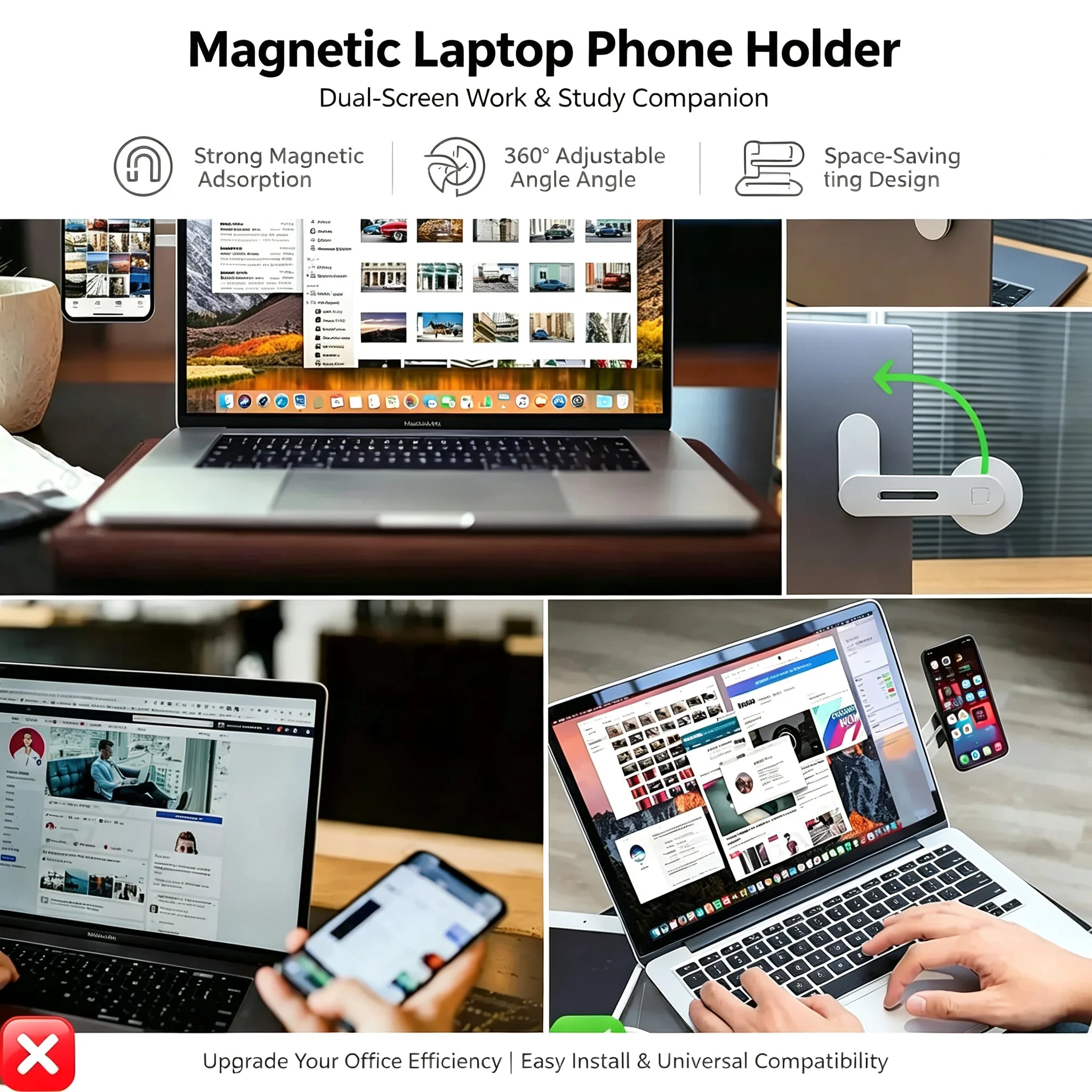  Slim and Foldable Magnetic Laptop and Monitor Phone Holder for iphone