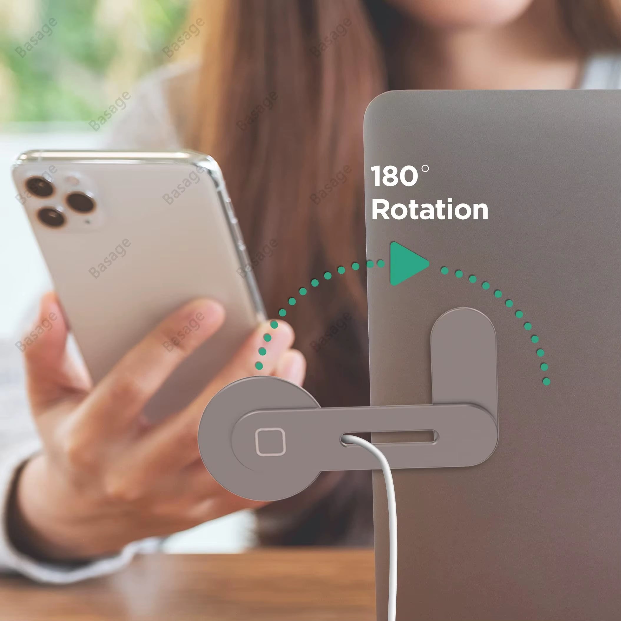 Laptop and Phone Holder with 15W Wireless Charging Monitor Stand, Magnetic Mount, and Foldable Side Bracket