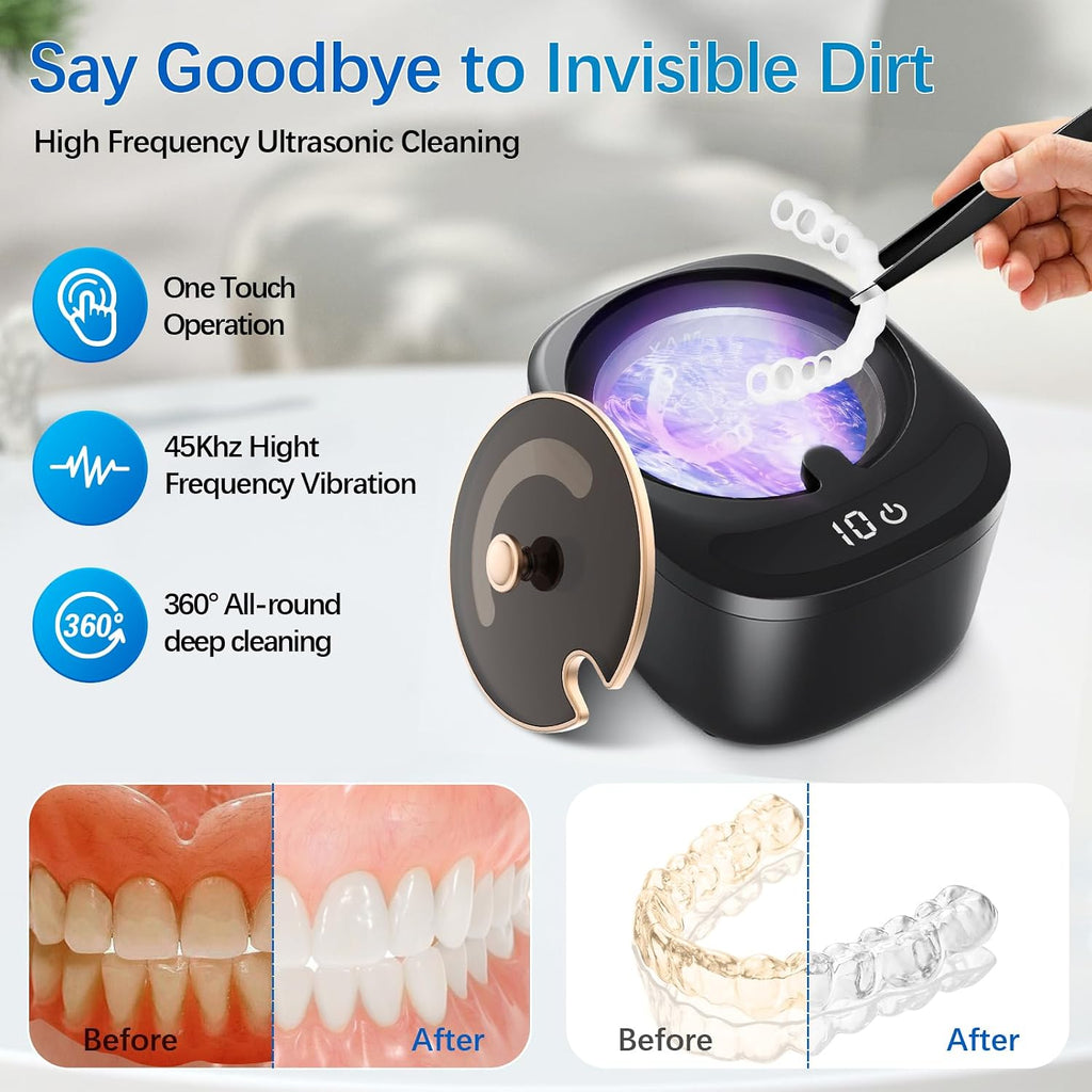 Retainer Cleaning Device - LED Dental Cleaner for Dentures, Aligners, Invisalign, and Night Guards