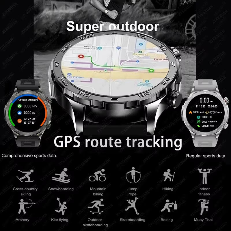GPS Track Smart Watch AMOLED Screen Always Show Time Sports Fitness Heart Rate IP68 Waterproof Compass Call 2026 New Smartwatch