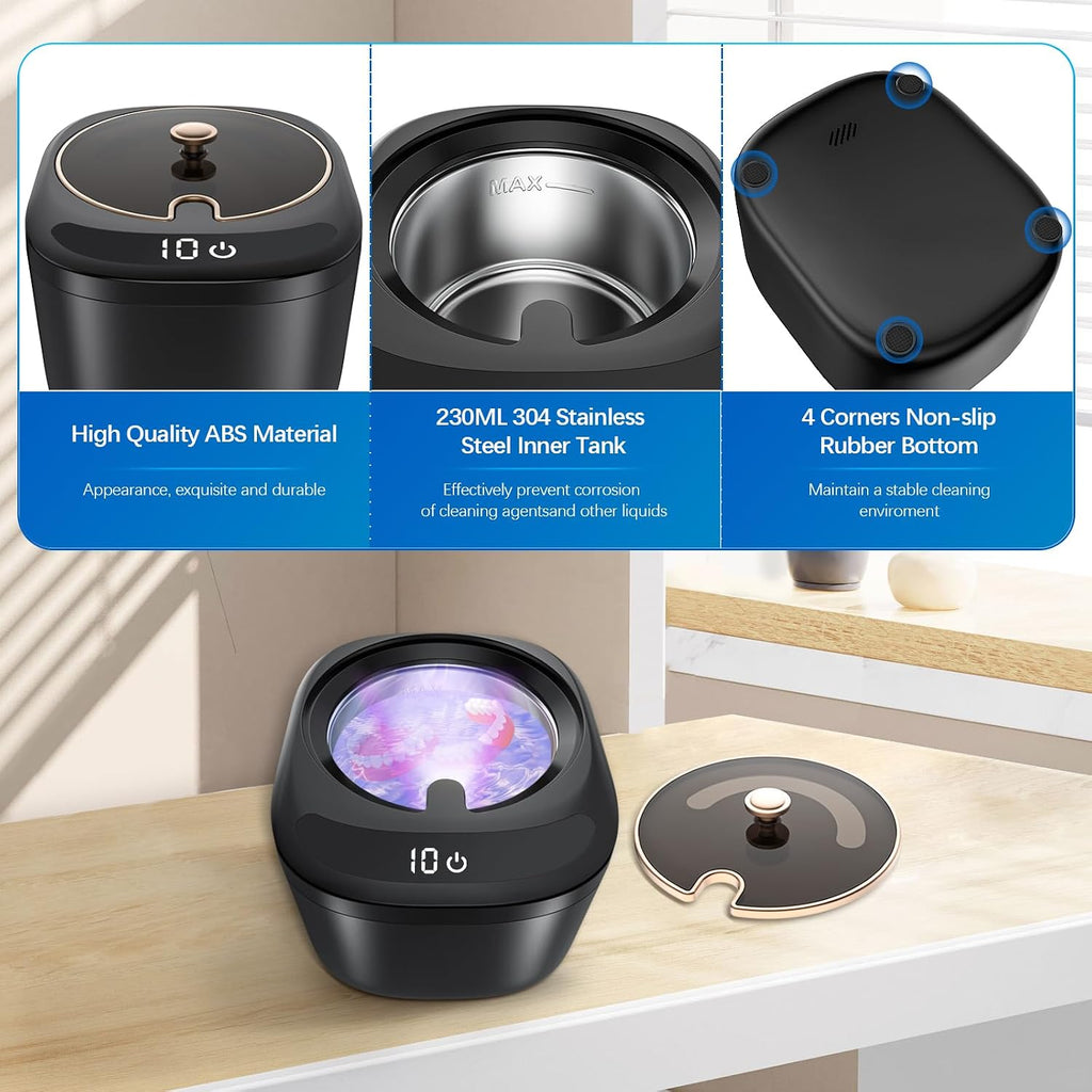 Retainer Cleaning Device - LED Dental Cleaner for Dentures, Aligners, Invisalign, and Night Guards