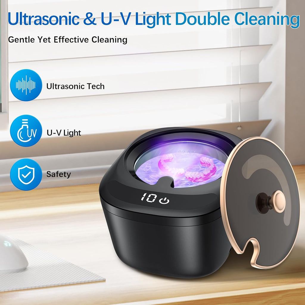 Retainer Cleaning Device - LED Dental Cleaner for Dentures, Aligners, Invisalign, and Night Guards